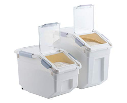 LISM 2 Pack Dog Food Storage Container with Scoop,Large Airtight Pet Dog Food Bin,Container for Dog Treats Rice,Dog Cat Dry Food Bin,Baking Supplies,Flour,Rice,Kitchen Pantry Cereal(15 LB)