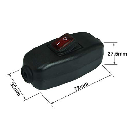 2Pcs Appliance Light Switch ON/Off Inline Cord Cable, Black | Waterproof IP65, 6A-15A Large Current, 250V 125VAC, T85 Rated - color: 2 pcs Red LED
