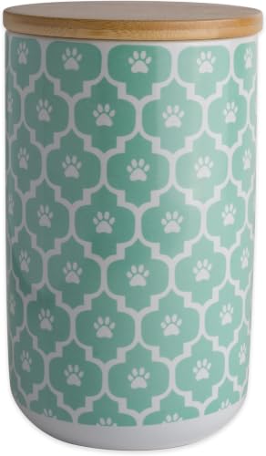 Bone Dry Lattice Pet Treat Jar with Bamboo Lid, Dishwasher Safe, Canister, 4x6.5, Aqua (Pack of 6) - color: Aqua, size: Treat Canister, 4 x 6.5 in (Pack of 6)