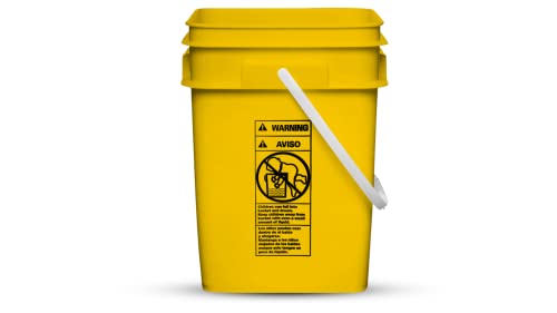 House Naturals 4 Gallon Square Food Grade Plastic Bucket with Lid, Made in USA (Pack of 2) BPA Free (Yellow) - color: Yellow