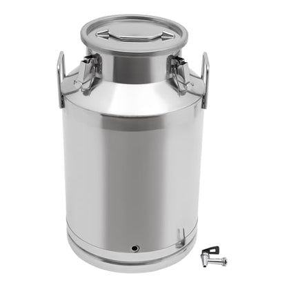 60L/15.85Gal Milk Can 201 Stainless Steel Seamless Milk Jug Milk Pail, Anti-Leak Liquid Storage Container with Faucet, Tight Lid and Handle - size: 60L