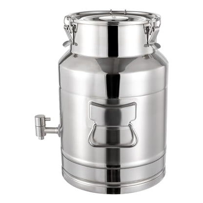 Milk Can Thickened 304 Stainless Steel Wine Pail Bucket Heavy Duty Liquid Storage Barrel Transport Cans Tote Jug with Sealed Lid & Faucet 15L/3.96Gallon - size: 15L/3.96Gal