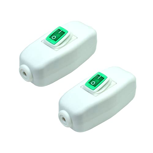 Outdoor Waterproof Rocker Switch, White, Green Indicator, 6A 250VAC | Waterproof IP65, 6A-15A Large Current, 250V 125VAC, T85 Rated - color: 2PCS Green led