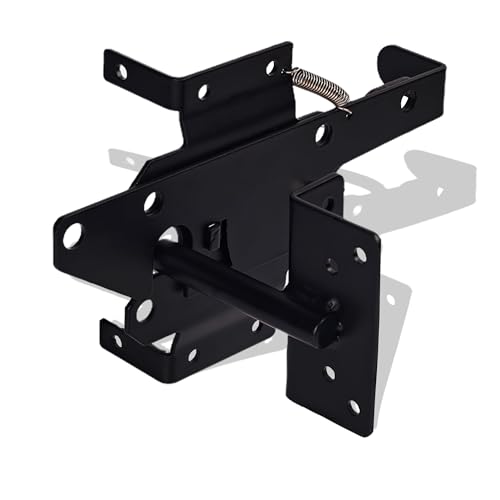 Self-Locking Gate Latch - Heavy Duty PVC/Gate Latch for Wooden Fence - Outswing Gate with Automatic Locking & Rust Proof, Black