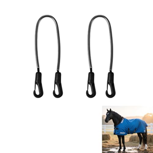 2Pcs Horse Blanket Straps, Adjustable Elastic Leg and Tail Straps, 16" - color: 2 PCS