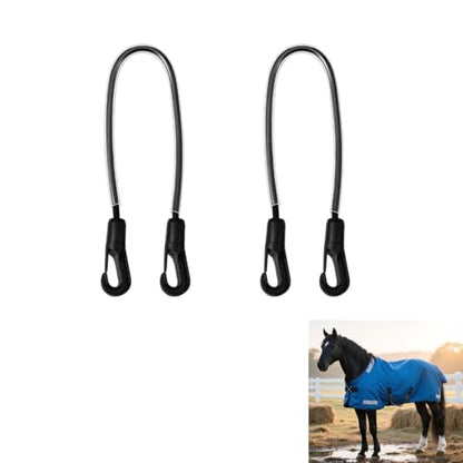 2Pcs Horse Blanket Straps, Adjustable Elastic Leg and Tail Straps, 16" - color: 2 PCS