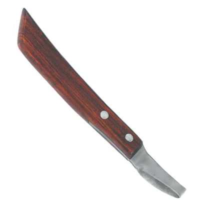 7 Inch Swiss Hoof Knife Double Edged – Stainless Steel Curved Blade Farrier Tool with Round Wooden Grip, Multipurpose Hoof Trimming Knife for Livestock. - style: Long Oval Hoof Knife