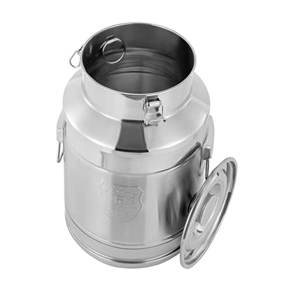 DYNAMI 7.4Gal 304 Stainless Steel Milk Can with Airtight Lid and Handles,Anti-Leak Liquid Storage Barrel,Food Grade Container for Liquid,Solid Storage and Transport,Large Opening for Easy Cleaning - size: 7.4Gal