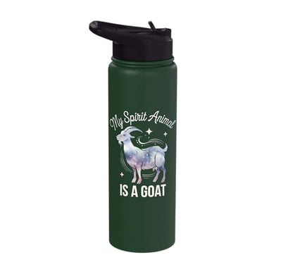 My Spirit Animal Is A Coat Cute Coat Pygmy Goat Farmer Stainless Steel Insulated Water Bottle - color: Dark Green
