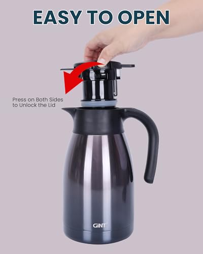 GiNT 51Oz Stainless Steel Thermal Coffee Carafe with Lid/Double Walled Vacuum Thermal Carafe / 12 Hour Heat Retention (Purple, 1.5L) - color: Purple, size: 50.7 Ounces