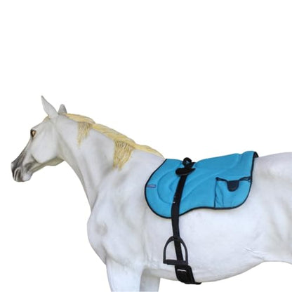 Horse Western Breathable Padded Anti-Slip Neoprene Bareback Saddle Pad 39194 - color: Turquoise/Black, size: Bareback Pad: 23" L x 36" W Cinch: 32" L x 4" W