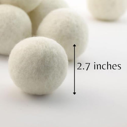 Woolbuddy Wool Felt Balls 12 PCS for Needle Felting 3 Size (3, 2.7, 2 Inch) | 100% Pure Wool Felt Balls 20PCS / 12PCS for Needle Felting & Christmas Holiday Ornaments, Core Wool Balls with Drawstring Bag