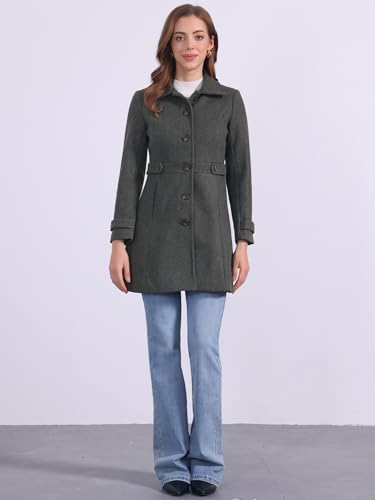 Allegra K Women's Winter Classic Overcoat with Pockets Single Breasted Coat - color: Dark Grey, size: Small