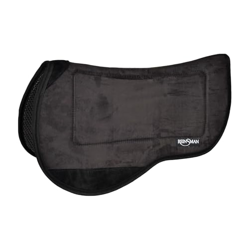 Reinsman Contoured Trail Pad with Breathable Non-Slip Tacky Too Bottom - Comfortable Durable Shock-Absorbing Stain & UV Resistant Horse Saddle Pad with Spine Relief Channel - 30" L x 34" D - color: Black Microsuede