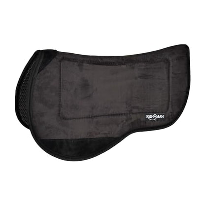 Reinsman Contoured Trail Pad with Breathable Non-Slip Tacky Too Bottom - Comfortable Durable Shock-Absorbing Stain & UV Resistant Horse Saddle Pad with Spine Relief Channel - 30" L x 34" D - color: Black Microsuede