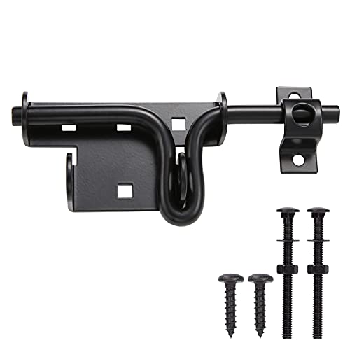 Slide Bolt Gate Latch Door Lock with Padlock Hole, Normal, 1pcs | Heavy duty black sliding bolt gate latch for wooden fence,barrel bolt latches for wooden vinyl fence barn shed, solid - size: normal