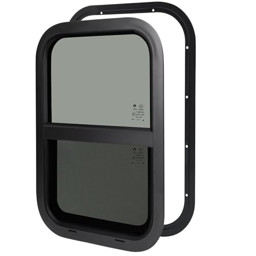 12"W x 24"H RV Windows for Cargo Trailer Camper,Tinted Vertical Sliding - size: 12"W x 24"H