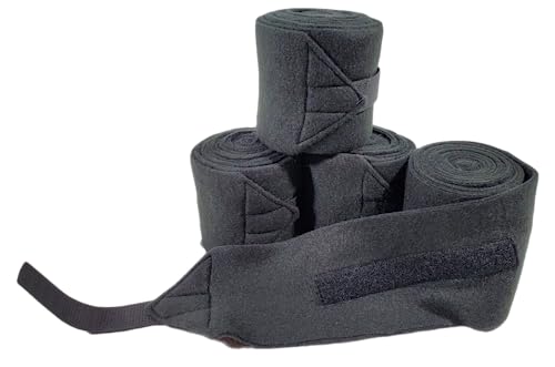 Big Black Horse Fleece Polo Leg Wraps - Black - Set of 4 (mini)