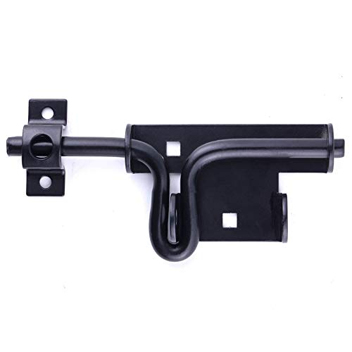 2 Packs Heavy Duty Sliding Bolt Gate Latch Black Thickened Metal Sliding Bolt Latch with Padlock Hole for Wooden Fence, Shed, Yard, Barn, Interior and Outdoor Latch, Solid Hardware