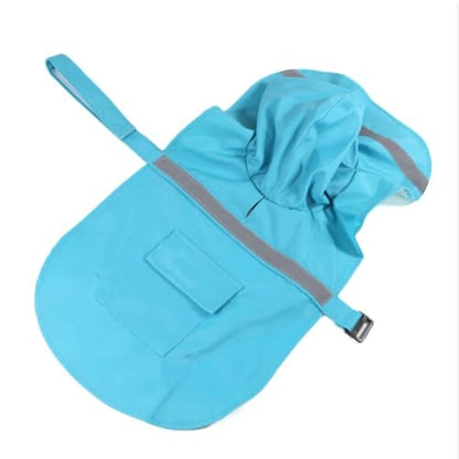 NACOCO Large Dog Raincoat Adjustable Pet Water Proof Clothes Lightweight Rain Jacket Poncho Hoodies with Strip Reflective (M, Lake Blue) - color: Lake Blue, size: Medium (Pack of 1)