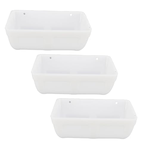 Hanging Fence Feed Trough, Large Capacity Hanging Chicken Feeder Livestock Feeding Container, Poultry Waterer Bucket for Goat, Sheep, Goose (White) - color: White