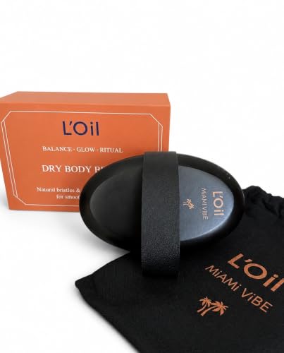 L'Oil Copper Dry Body Brushing Body Brush for Lymphatic Drainage - Premium Ion-Charged Copper Bristles, Natural Boar Bristles, Exfoliating Dry Body Brush for Smooth Glowing Skin