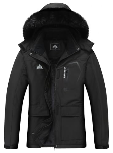 MOERDENG Women's Ski Jacket Waterproof Warm Winter Coat - color: Black, size: Small