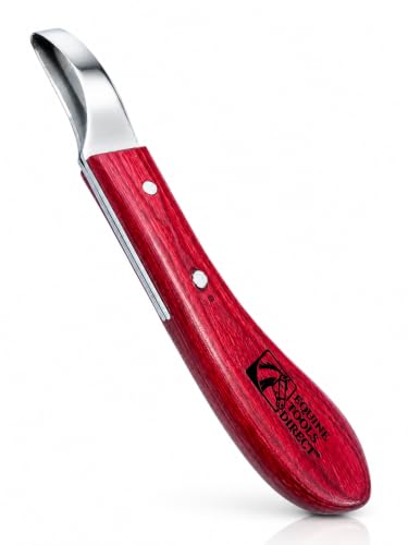 Farrier Loop Hoof Knife, Right-Hand, J2 420 Magnetic Stainless Steel Blade, Ergonomic Red Handle, Horse Hoof Trimming Tool for Sole & Frog Paring