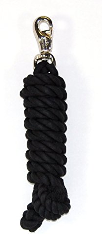Hamilton 3/4" x 10' Cotton Horse Lead Rope with Bull Snap, Black - color: Black, size: 3/4" x 10'
