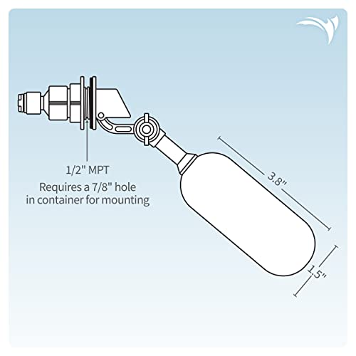 AquaticLife Auto Shut-Off Float Valve Kit for RO, RO/DI Reverse Osmosis System Units Water Filter Parts and Accessories | Automatically maintains reservoir water level by stopping purified-water flow when the container is full
