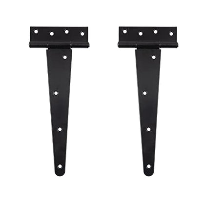 HLMOptimo Heavy Duty T Hinge Tee Hinge T Strap Hinge Shed Hinge Gate Hinge Barn Hinge Fence Hinge Door Hinge Wrought Rustproof All Size Black (2 pcs, 10 inch) - size: 10 Inch, style: 2 pcs
