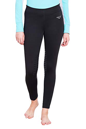 TuffRider Women's Ventilated Schooling Tights - color: Black/Charcoal, size: Small