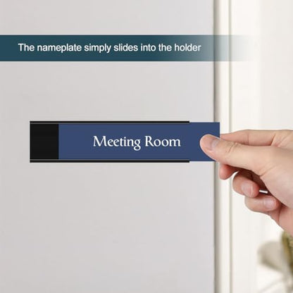 Lenink 6 Pack Name Plate Holder, Office Door Name Plate Holder Adhesive Wall Mount for Meeting Room, Business Department, Warning Area 8” X 2” (Black) - color: Black