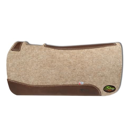 The Montana 100% Extra Fine Wool Made in the USA Saddle Pad by Southwestern 3/4" or 1" Thick and Designer Wear Leather - color: Natural Leathers, size: 30" x 30": 3/4" Inch Thick