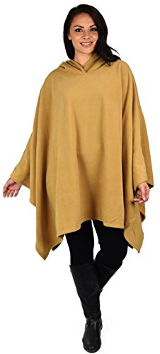 Dare2BStylish Women Poncho Style Hoodie Sweater Fleece Cover Up for Cold Weather - color: Khaki