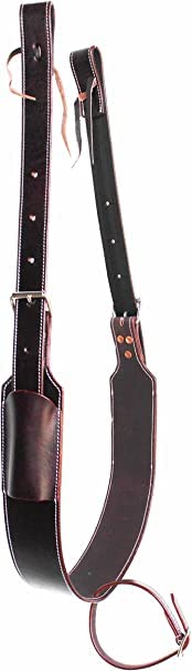 Horse Handcrafted Plain Oiled Brown Leather Back Cinch Rear Flank Saddle Cinch Girth with Billets