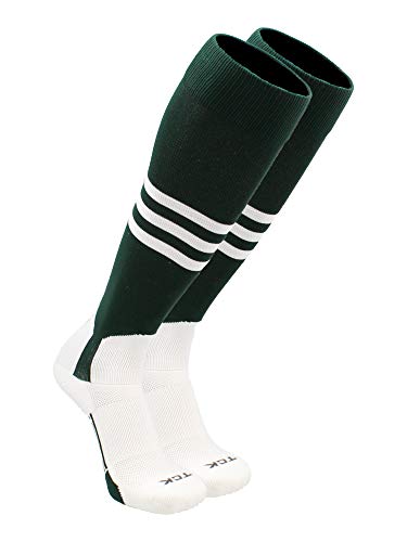 TCK Striped Baseball Stirrup Socks - Youth & Adult - color: Dark Green/White, size: Medium