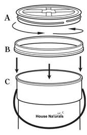 House Naturals 5 Gallon Plastic Yellow Food Grade BPA Free Made in USA Bucket Pail with Air Tight Double Gasket Screw on Lid(Pack of 3) (Yellow and Clear lids) - color: Yellow and Clear Lids