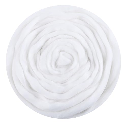 3.53oz Needle Felting Wool, 100% Pure Long-Fiber Wool top roving. Perfect for DIY Embroidery, Spinning, Wet Felting and Weaving Crafts, Also Suitable for Making Large-Scale Artworks - color: 84, style: Black white tones