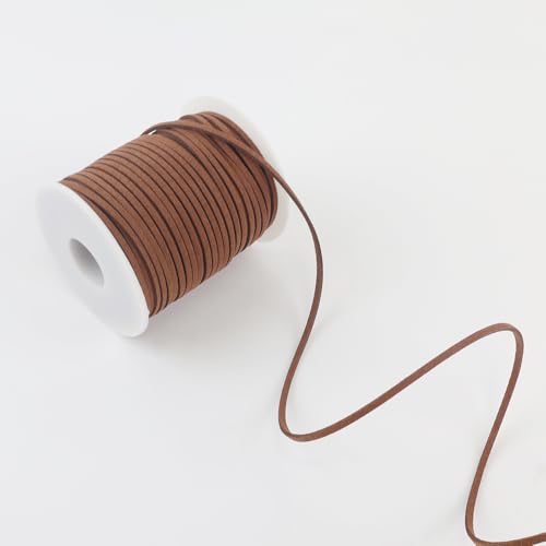 LUSTEMBER Leather String, Faux Leather Cord, Flat Suede Leather Lace for Necklaces, Bracelets, Jewelry Making, Tassels, Dream Catchers and Art Crafts - size: Brown