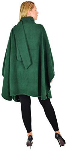 Dare2BStylish Women Poncho Style Fleece Cover Up with Muffler - color: Hunter Green