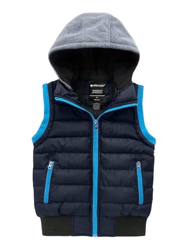 wantdo Boys' Puffer Vest Waterproof Sleeveless Winter Coat with Zip Pockets - color: Navy, size: 6-7