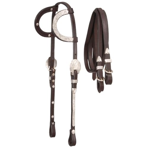 Royal King Double Ear Show Headstall w/Reins - color: DkOil