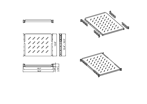 Aeons 1U 19-inch Fixed Rack Server Shelf Vented 4 Post Rack Mount Shelf 14 inches Adjustable Mounting Depth, for IT Data Network Cabinet Enclosure Equipment - style: 13.4 - 16.6" Fixed