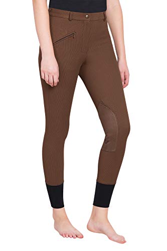 TuffRider Ladies Minerva 3 Season Printed Knee Patch Tights - color: Chocolate, size: 26