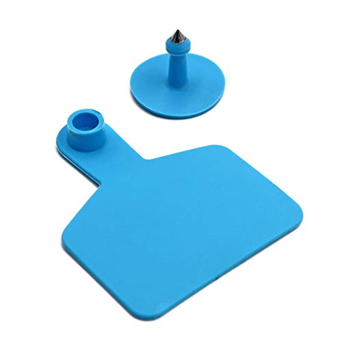Blank Cattle Ear Tags for Cows Hogs Sheep Livestock, 100 Pieces | Cow Ear tags for Cattle Pigs Goats, Weather-resistant Material (Blue) - color: Blue