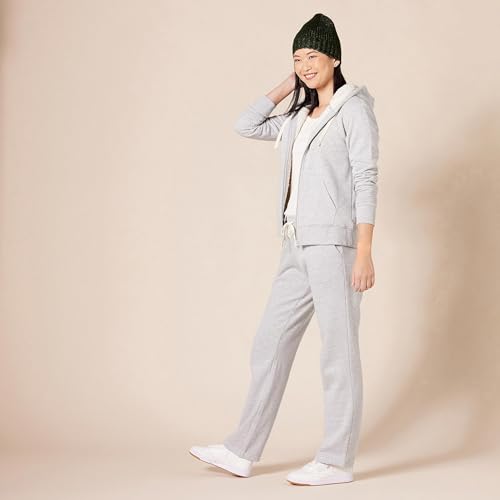 Amazon Essentials Women's Sherpa-Lined Fleece Full-Zip Hooded Jacket with Drawstring (Available in Plus Size) - color: Grey Heather, size: Large