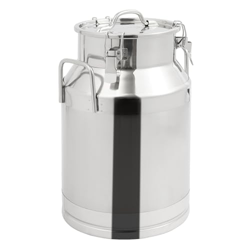 304 Stainless Steel Milk Can, 28L/7.4Gal Milk Bucket Wine Pail Sealed Bucket, Heavy Duty Storage Can Tote Jug with Sealed Lid for Liquid Storage - size: 28L/7.4Gal