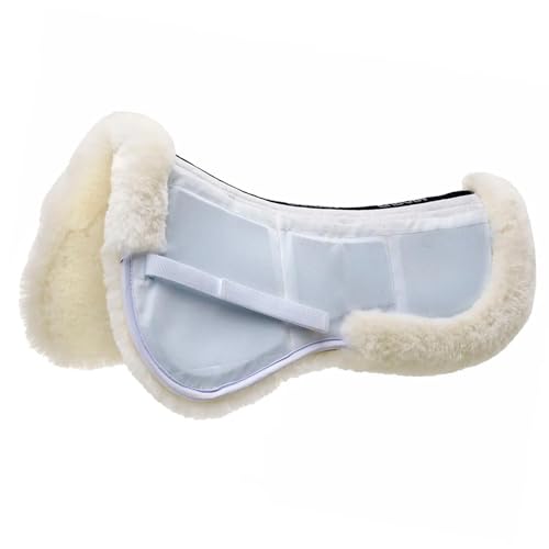 Ovation Europa Sheepskin 6-Shim Half Pad - Horse Riding Dressage Jumping Saddle Pad with Channel Spine Design, Memory Foam Shims, 3-Shim Pockets Per Side, Rolled Edges - size: Regular (16-16.5")