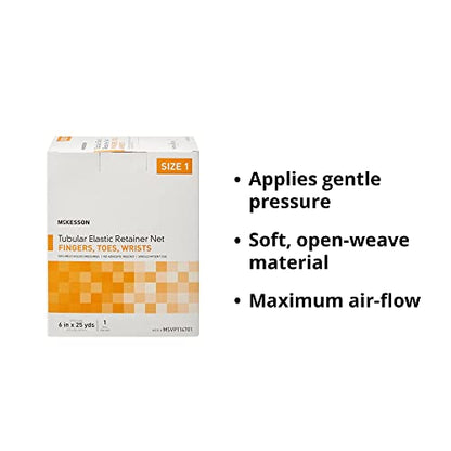 McKesson Tubular Elastic Retainer Net Dressing, Non-Sterile, Finger, Toes, Wrist, Size 1, 6 in x 25 yd, 1 Count, 1 Pack - size: Size 1 1 Count